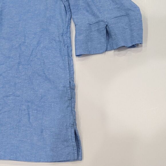 Lands' End Linen blend Tunic Light Blue Breathable Travel Vacation Size L Large - Picture 5 of 7